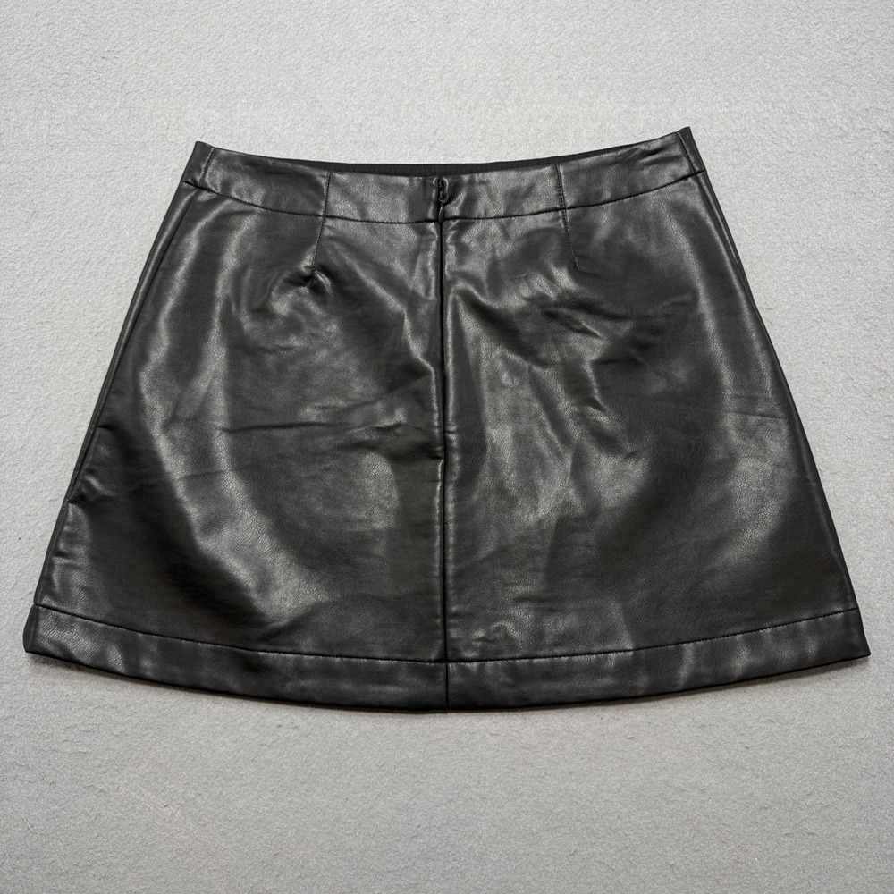 Gap Mini Skirt Women's 12 Black Faux Leather A-Line Back Zip Summer Streetwear